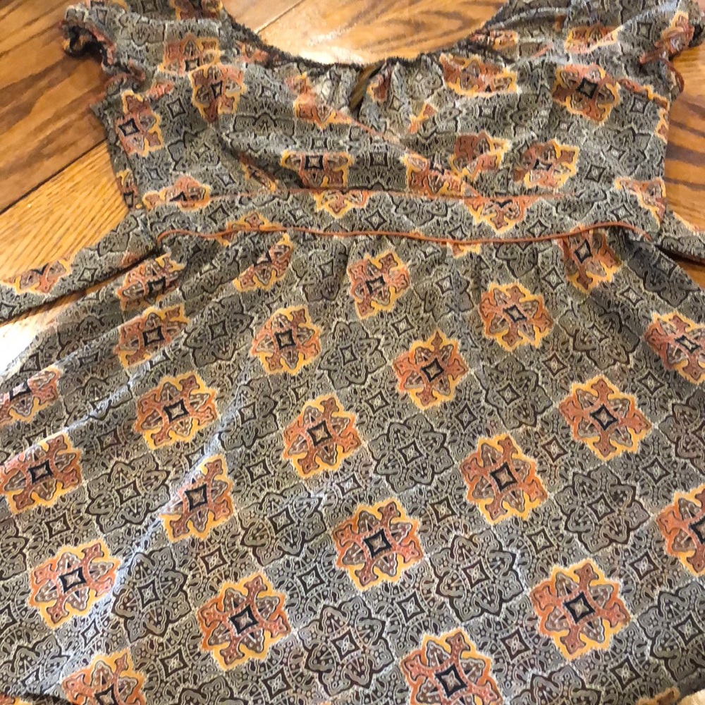 Semi-sheer boho top earth tones